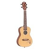 Ortega Guitars Konzert Ukulele - Bonfire Series - Fichtendecke mit lasergaviertem Motiv (RU5)