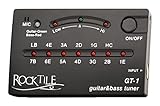 Rocktile GT-1 Stimmgerät für bis zu 7-saitige Gitarren und 6-saitigen Bässe (automatisch, 6,3 mm Klinkeneingang, eingebautes...