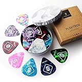 MORIATY® 20 Plektren im Set inkl. Gitarrenschule + Geschenk-Box — Gitarren Plektrum aus extrem robustem Celluloid | 4 Stärken:...